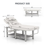 Artist hand Heavy Duty Professional Stationary Massage Table, Wide Spa Facial Bed with Backrest, Metal Frame PU Leather Massage Bed for Physical Therapy Treatment Tattoo Salon (Gray)