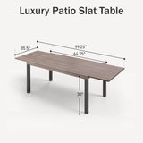 PHI VILLA Patio Expandable Metal Dining Table for 6-8, Brown