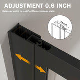 Goodyo 34” X 72” Shower Door Tempered Glass Framed Shower Screen Panel for Walk-in Bathroom Matte Black Finish, Middle Glass Frosted Pattern, 3-Pieces Glass