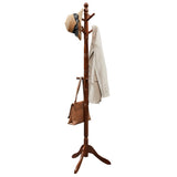 Solid Wood Coat Rack and Stand, Free Standing Hall Coat Tree with 10 Hooks for Hats, Bags, Purses VASAGLE