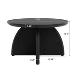LITTLE TREE Round Coffee Table, Black 31.5 Inches Circle Center Living Room Table, Modern Simple Coffee Tables for Living Room, Low Cocktail Table for Home Office, Easy Assembly