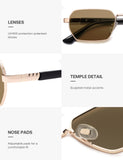SOJOS Retro Rectangle Polarized 90s Sunglasses Women Men SJ1270 Gold/Bro