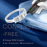 Oseew Eternity Moissanite Ring for women Wedding Rings for Women Princess Cut Moissanite Engagement Ring (Rose gold)