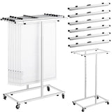 Kolldenn Mobile Blueprint Storage Rack Adjustable Holder with 6 Pcs Blueprint Clamps 4 Wheels Storage Organizer Stand for File Display Plan Office Home(30 Inch)