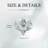 Oseew Natural Moss Agate Ring for Women 2CT Pear Cut 2 Pieces Engagement Ring Set 10K/14K/18K Solid Gold/Sterling Silve Personalized Wedding Leaf Vintage Bridal Promise Ring for Women