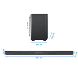 Philips TAB6200 2.1 Channel Soundbar with Wireless Subwoofer - Bluetooth, HDMI eARC, Dolby Atmos, DTS Virtual:X, 240W Max Power, Black