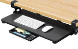 ETHU Under Desk Keyboard Tray with C-Clamp, 26.77x11.81", Black