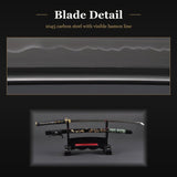 Painted Dragon & Waves Katana, 1045 Carbon Steel Full Tang Sword