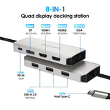 WAVLINK Laptop Docking Station, Quad Monitors, Dual HDMI, DisplayPort, VGA