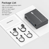 USB C & Dual HDMI KVM Switch 2 Monitors Laptop & Desktop Docking Station