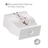 Creative Scents Vanda Bathroom Set - Cherry Blossom White Bathroom Accessories Set - 4 Piece Floral Bathroom Soap Dispenser Set Includes: Lotion Dispenser, Toothbrush Holder, Tumbler & Soap Dish