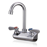 Phivan Commercial Sink Faucet Wall Mount 4" Center Hand Sink Faucet - 3-1/2" Gooseneck Spout, Dual Lever Handles for Commercial Kitchen, Laundry/Utility Room, Restaurant | Brass Body, Ceramic Valve