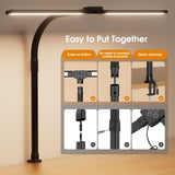SIBRILLE LED Desk Lamp for Home Office - Dimmable Computer Desk Light with Clamp, Modern Architect Task Lamp with Color Changing, Flexible Desktop Lamp with Gooseneck for Monitor, Double Head, Black
