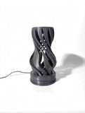 MAKER 3D Twist Spiral Table Lamp in Dark Grey - Handmade 3D Printed Shadow Projection Night Light, Dimmable USB LED Bedside Accent Lamp for Bedroom, Nursery and Office Desk Decor