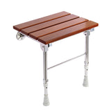 Folding Shower Seat Wall Mounted with Legs, Foldable Shower Chair for Inside Shower, Fold Down Shower Bench for Seniors (Wood, Height Adjustable)