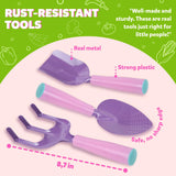Pink Kids Gardening Tools - includes Sturdy Tote Bag, Watering Can, Gloves, Shovels, Garden Stakes