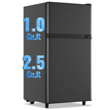 WANAI 3.5 Cu.Ft Mini Fridge with Freezer, Compact Refrigerator for Office, Dorm, Apartment, 7-Level Adjustable Thermostat, 2 Removable Shelves and Bakset, Small Fridge in Dark Gray