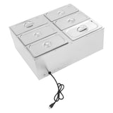 6 Pot Electric Food Warmer Steamer Buffet Server Heater Countertop Plate 850W Buffet Food Warmer Steam Table Large Capacity for Catering, Restaurant, Party