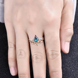10k Gold Alexandrite ring set Promise Ring Set Alexandrite rings for womens Vintage Wedding Ring Set Birthday Mothers day