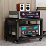 Heavy-Duty AV Stand with Movable Storage Cart, Adjustable HiFi Rack for Living Room, Gaming Room & Music Studio - 2-Tier Steel Cabinet, Modern Black Finish