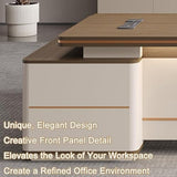 Modern Executive Office Desk with Drawers and Storage, Office Furniture Set for Home or Farmhouse Workspaces
