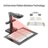 Book Document Scanner Portable 24MP Camera, A3 Size with Smart OCR Led Table Desk Lamp for Family Home Office