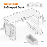 OLIXIS 55" L Shaped Gaming Computer Desk with Drawers and Power Outlet