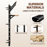 GMWD Swedish Ladder, Wood Stall Bar, Suspension Trainer with Pull-Up Bar and Dip Bar Attachments, Wooden Stall Bar with 9 Strategic Rods for Core Strengthening