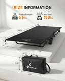 Sportneer Camping Cot: 31.5’’ Extra Wide Compact Sleeping Cots with Side Pocket - Lightweight Folding Cot for Camping Traveling Tent Day, Carry Bag Included, Easy Setup - Size 74.8''x31.5''