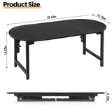 CADUKE Folding Coffee Table, Oval Small Center Table for Living Room, Black