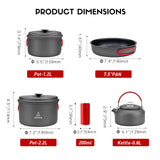 Camping Cookware Set Camping Gear, Compact Camping Pots and Pans Set, Durable Hard Alumina Camping Cooking Set Alocs