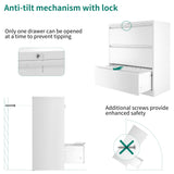 3 Drawer Lateral File Cabinet with Lock, Metal Stainless Steel Wide Lateral Filing Cabinet | White YITAHOME