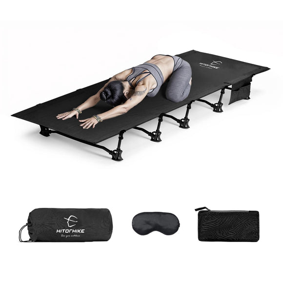 HITORHIKE Camping Cot Compact Folding Cot Bed for Outdoor Backpacking Camping Cot Bed (Black) HITORHIKE