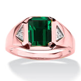 Oseew Emerald Ring for Men 10k 14k 18k solid gold Square Emerald Gemstone Engagement Ring Promise Ring for Him Men’s Fine Luxury Jewelry for Him Husband Anniversary Fathers Day
