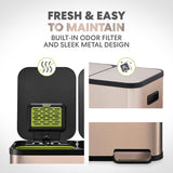 16 Gallon Dual Compartment Kitchen Trash Can - Hands-Free Step Pedal, Soft-Close Lid