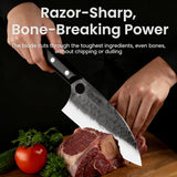 KDNKEEN Cleaver Knife – X50Cr15MoV Steel Cooking Butcher Knife for Meat & Vegetables Chopping, 7 Inch Kitchen Knife, Kitchen Gift for Men & Women