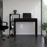 Modern Wenge Computer Desk with Integrated Storage Shelves - Compact Home Office Writing Table
