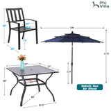 PHI VILLA 5 Pcs Outdoor Dining Set with 10ft Umbrella