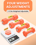 Adjustable Dumbbells Set, 4 in 1 Hand Weights Set for Women Men 10 LB Dumbbell Pair Each 2lbs 3lbs 4lbs 5lbs Weights Dumbbells Set with TPU Soft Rubber Handle for Home Gym Exercise Fitness - Orange