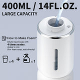 CHICLEW Automatic Foam Soap Dispenser 400ML, Rechargeable Liquid Hand Soap Dispensers Touchless with 4 Adjustable Levels, Motion Sensor