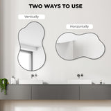 WallBeyond Irregular Wall Mirror – Asymmetrical Mirror with Aluminum Alloy Frame, Decorative Wall Mirror for Living Room, Bedroom, Bathroom, and Entryway 46" H x 26" W (Black)