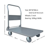 Heavy Duty Platform Truck Flat Moving Cart Hand Trucks Steel Push Dolly,Hand Trucks Heavy Trailer Steel Platform Cart with Handle