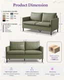 TYBOATLE Faux Leather Small Couch Loveseat, 2 Seater Sofa for Small Spaces