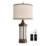 G-SAFAVA 25'' Table Lamp for Living Room Bedroom Farmhouse Metal Lamps with 2 USB Ports, Built-in Frosted Glass Night Light Vintage Industrial Nightstand Bedside End Lamp, 2 Bulbs Included, Bronze