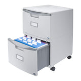 Storex Plastic Two-Drawer File Cabinet – Locking Document Organizer with Casters for Home and Office