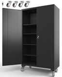 Large Metal Cabinet Two Lockable Doors Four Wheels,Four Adjustable dividers can be Used as Tool File Storage