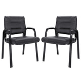 SUPER DEAL Office Guest Chair Bonded Leather Executive Side Chair Reception Chair with Solid Metal Frame Home Office Furniture, Set of 2