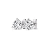 Carbon Atelier IGI Certified 1 1/2 Carat Lab Grown Diamond Round Stud Earrings for Women in 14K White Gold (I-J, VS1-VS2, 1.50 cttw) 3-Prong Martini Setting Push Back Studs