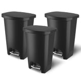 Glad 3 Pack Premium 13 Gal Trash Can, Plastic Kitchen Waste Bin with Odor Protection of Lid
