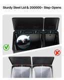 Dual Trash and Recycling Bins for Kitchen, 13.2 + 5.2 Gal (50+20L) Stainless Steel Trash and Recycle Bin Combo with Soft-Close Lid